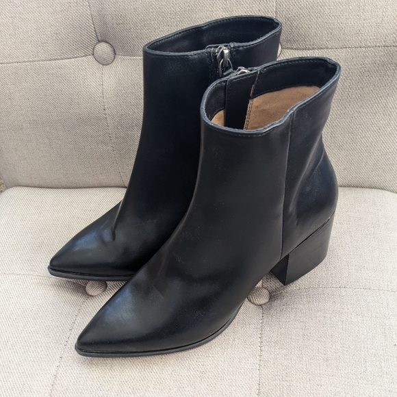 PAOLO Sadie Black Block Heeled Pointed Toe Slim Shaft Dress Boots Shoes Size 9 - Picture 5 of 10